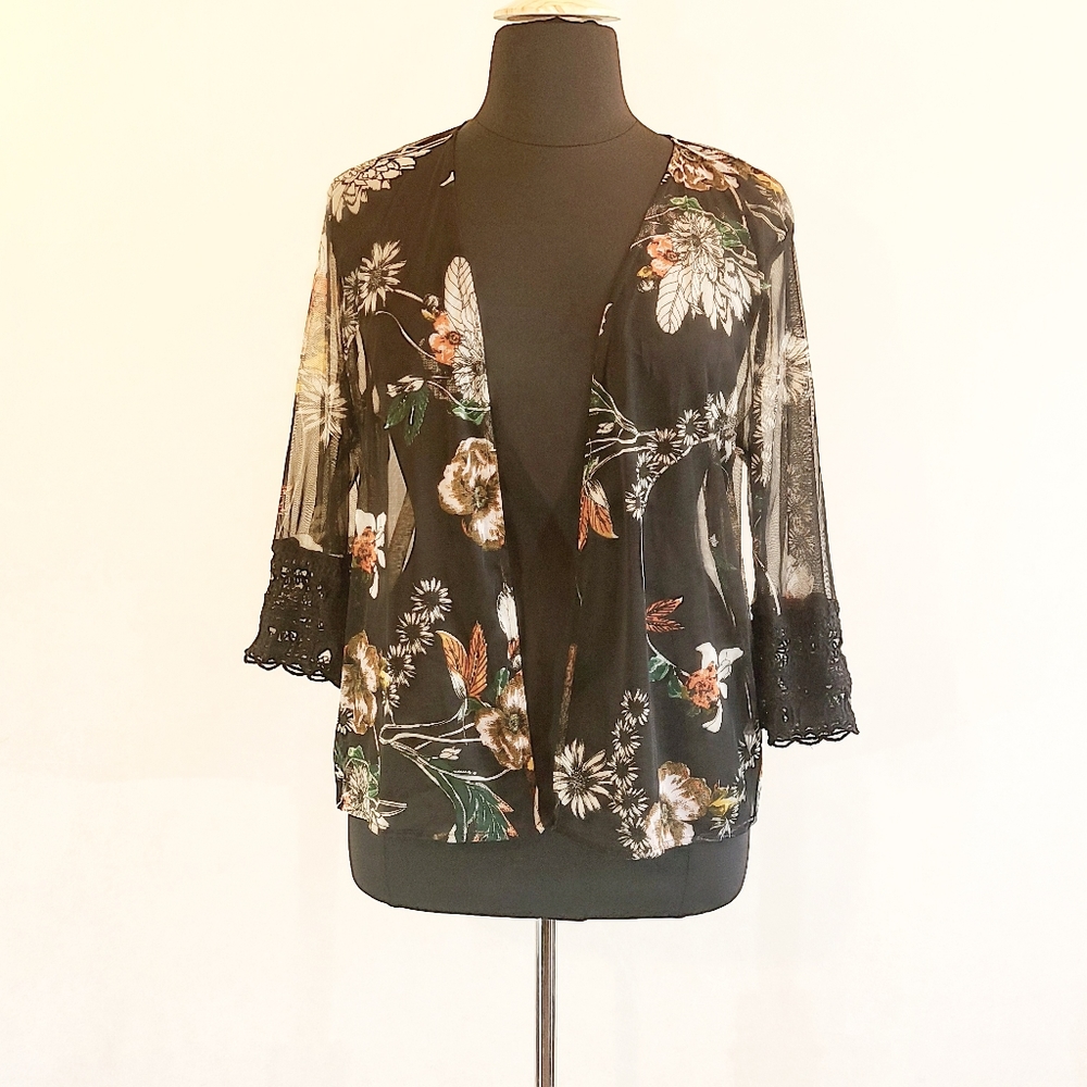 Maurices kimono sheer floral print size 1X